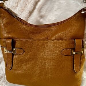 Giani Bernini Tan Shoulder Bag with Pebbled Leather